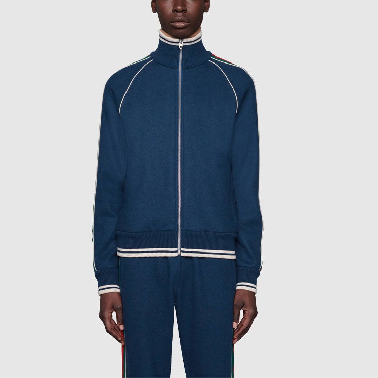 Gucci SS21 Zipper Long Sleeves Jacket Navy Blue 645243-XJC58-4215 - 3