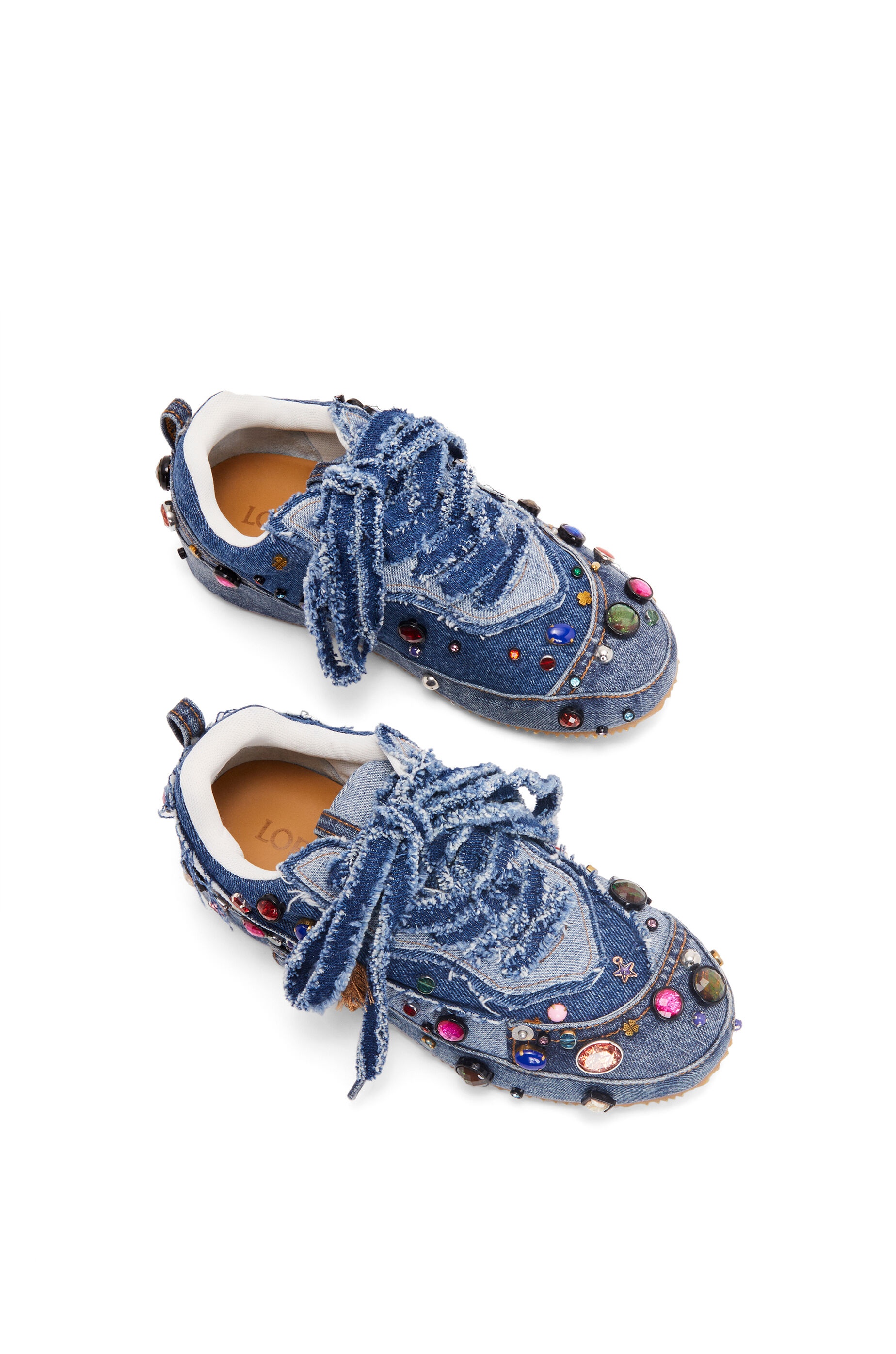 Embellished deconstructed sneaker in denim - 4