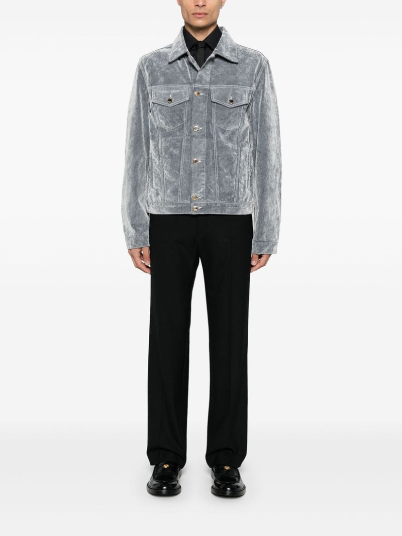 CASABLANCA velvet-finish denim jacket outlook