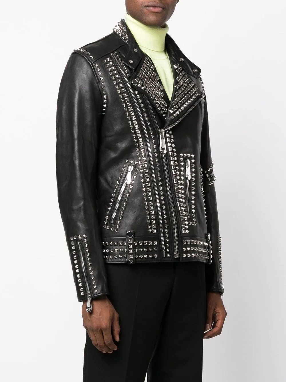 Rockstud-embellished leather biker jacket - 3