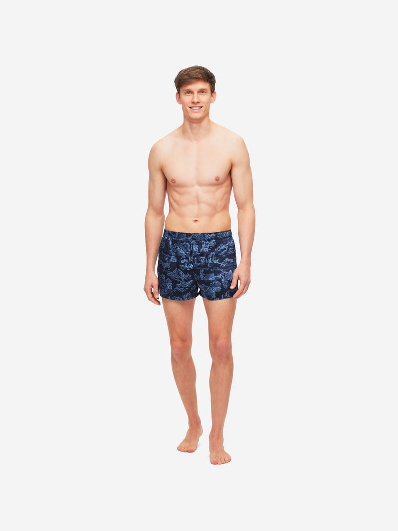 Men's Modern Fit Boxers Brindisi 84 Silk Satin Navy - 5
