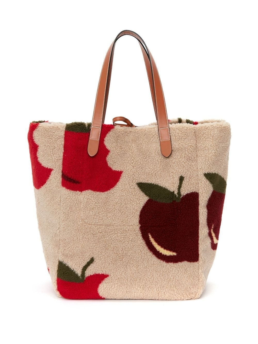 fleece apple-print tote bag - 3