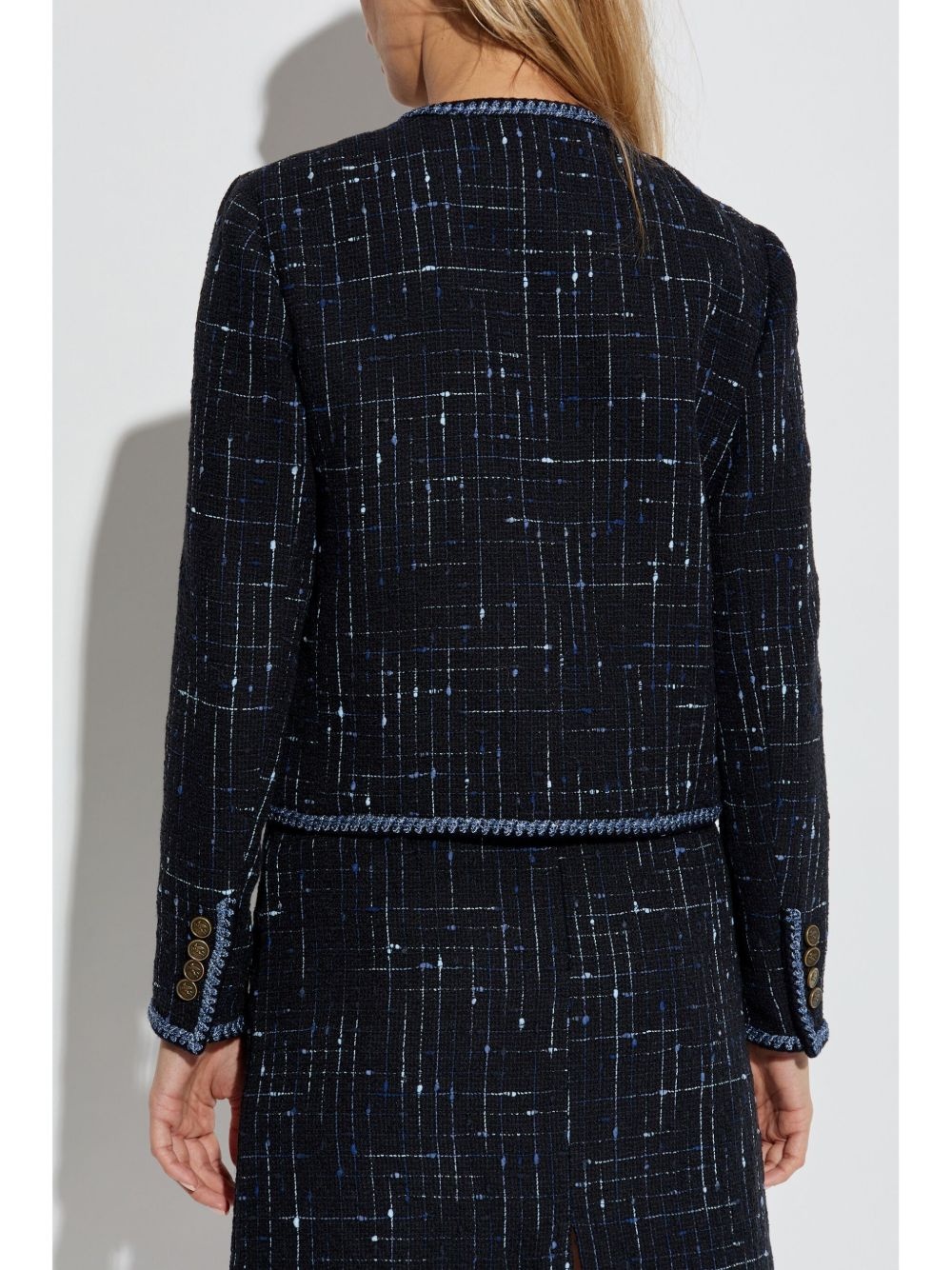 contrast-trim tweed jacket - 4