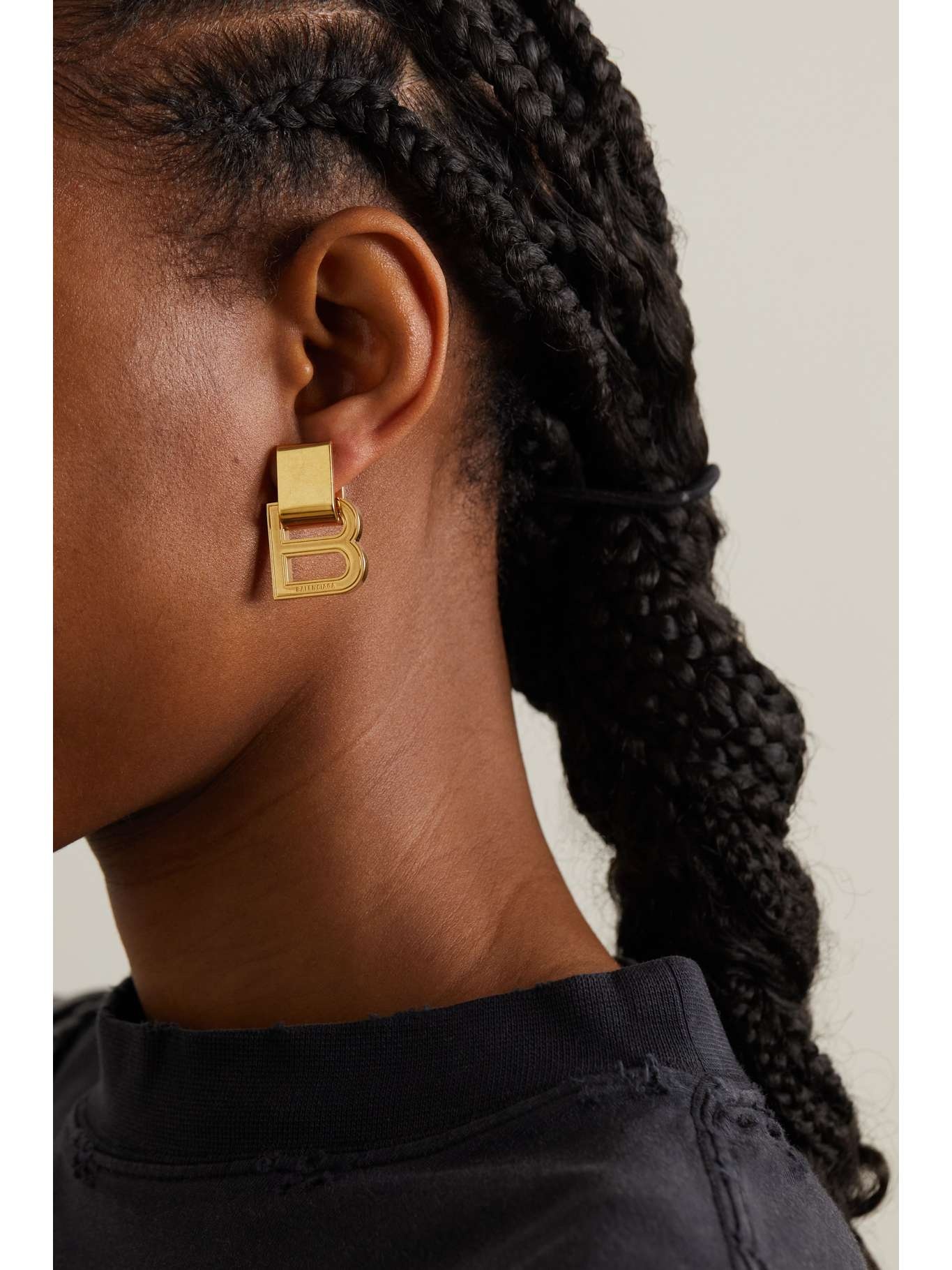 BALENCIAGA Hourglass gold-tone earrings | netaporter
