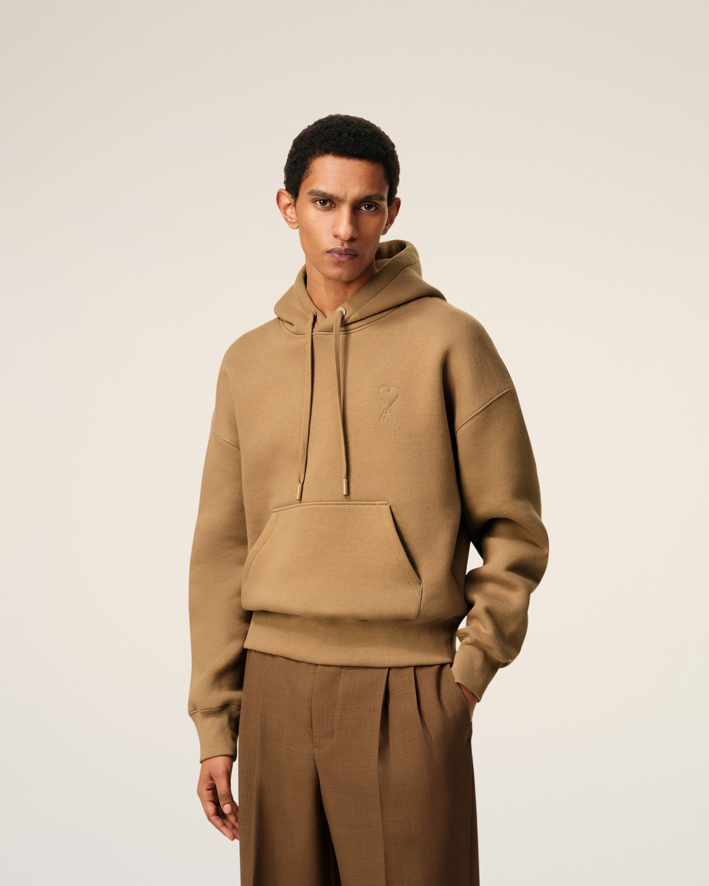BROWN COTTON AMI DE COEUR HOODIE - 3