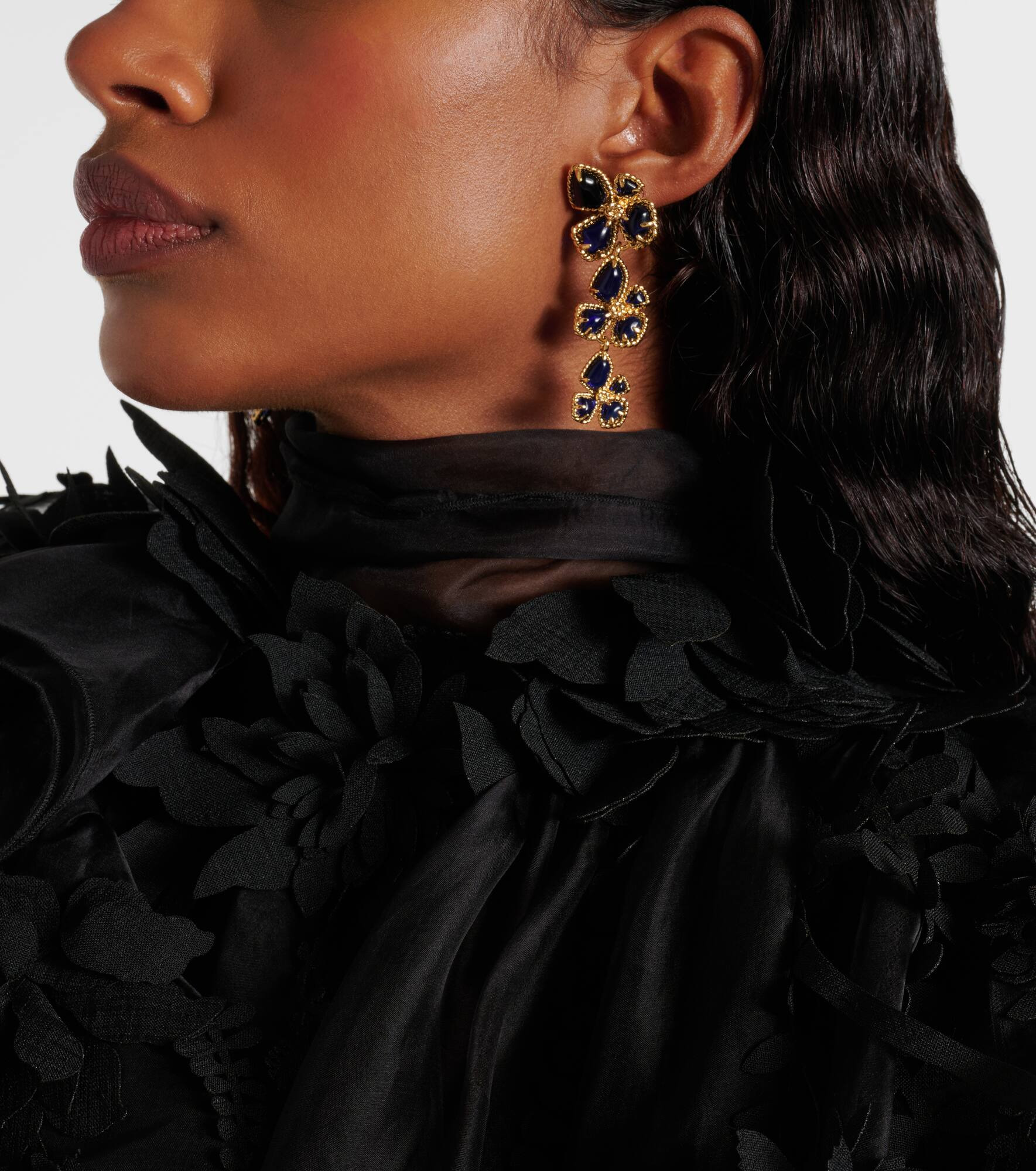 Bloom Large embellished drop earrings - 3