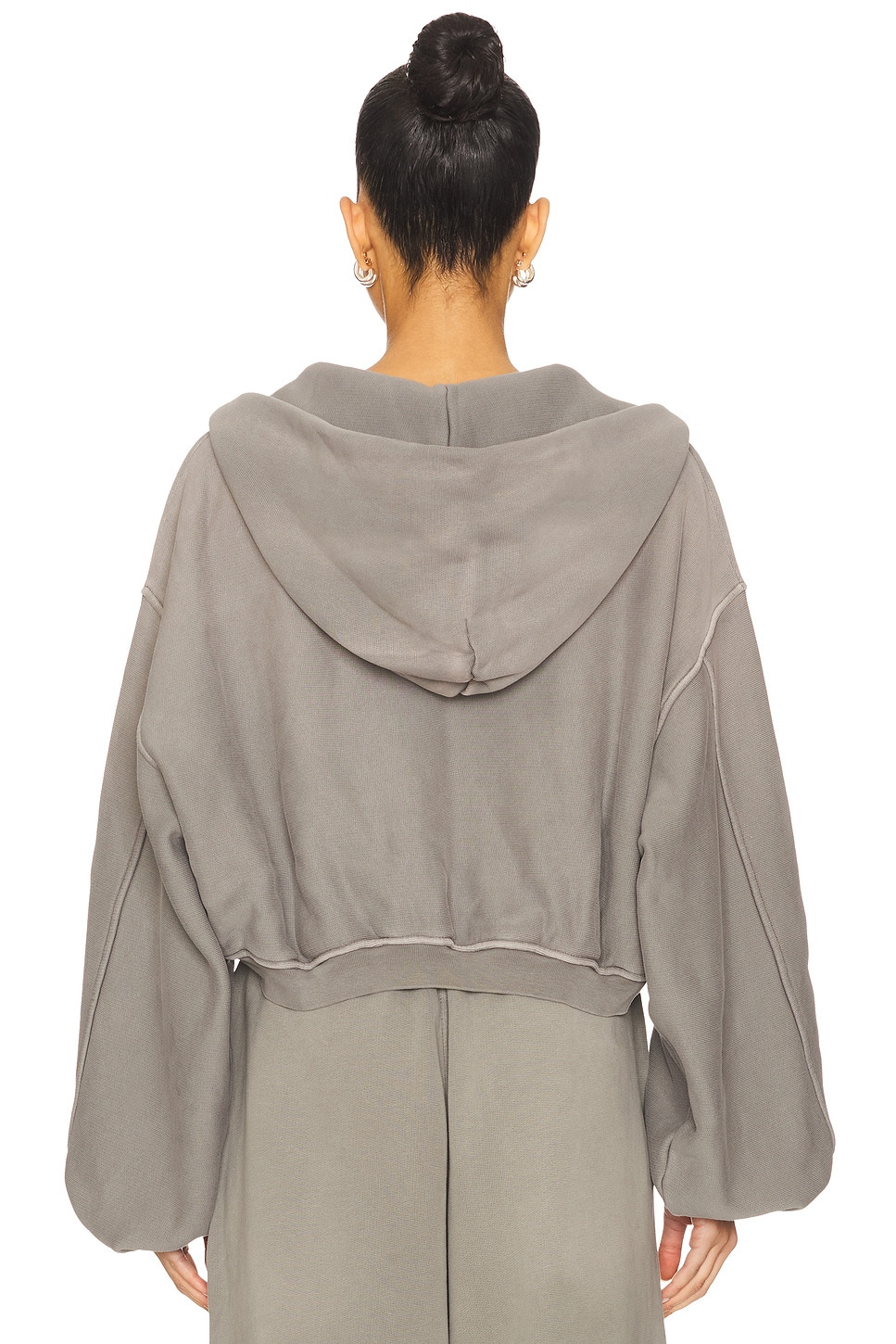 Oversized Cropped Zip-up Hoodie - 3