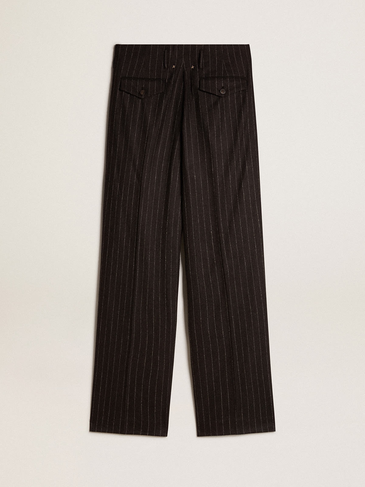 Women's high-waisted pants in gray melange wool blend