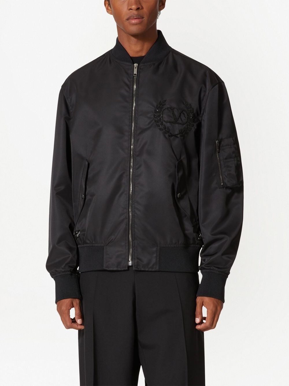 sequin-embellished zip-up bomber jacket - 3