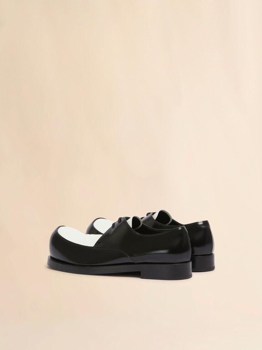 BLACK AND WHITE LEATHER NEW WAVE DERBY SHOE - 3