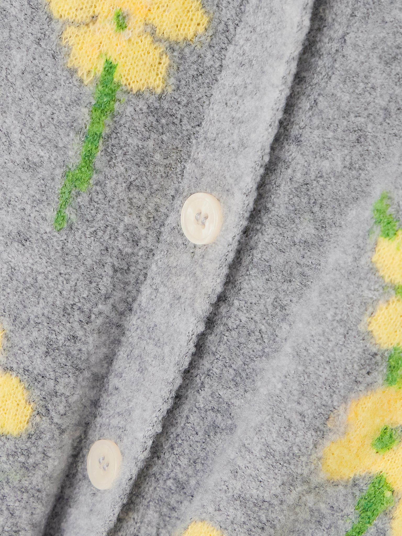 Nona floral-jacquard wool-blend bouclé cardigan Gray - 4