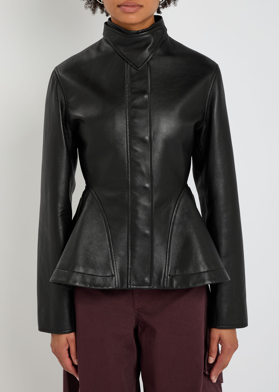 Alaïa Panelled Peplum Leather Jacket - 2