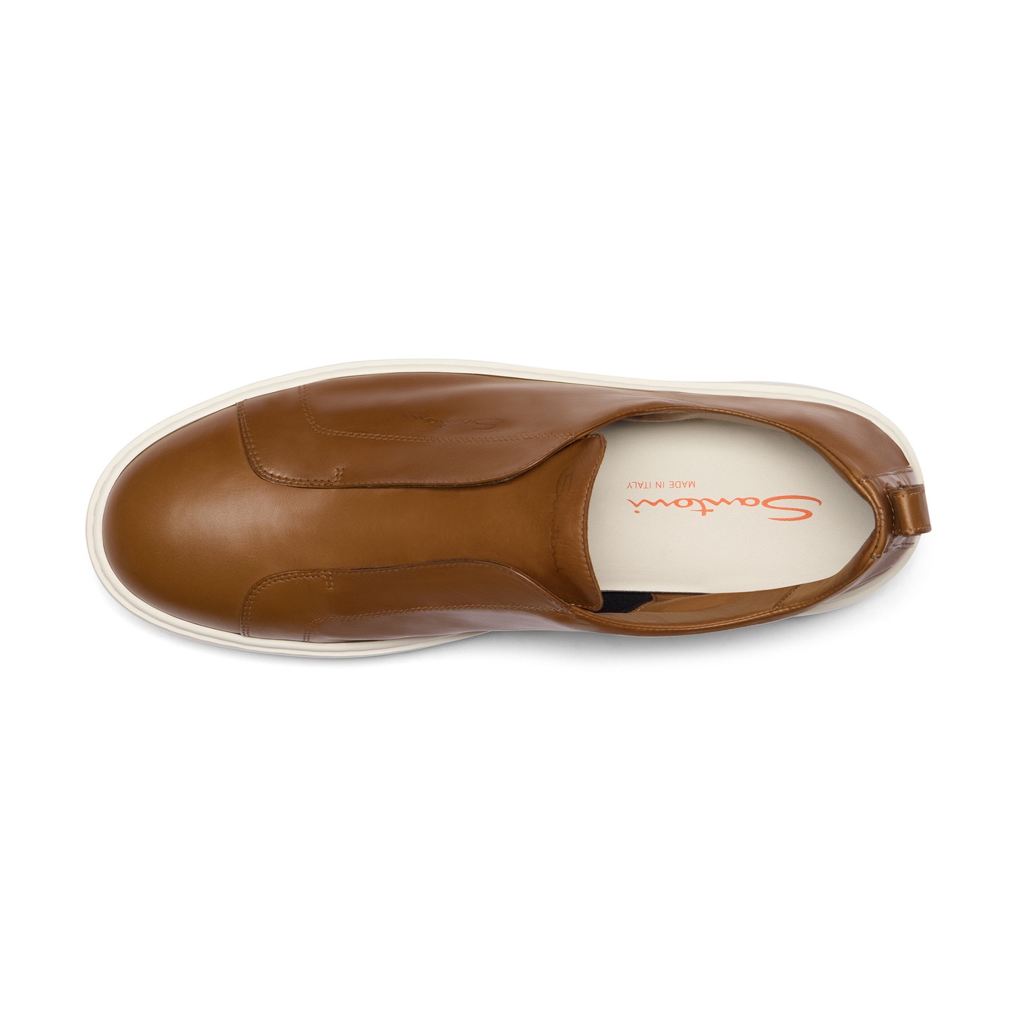 Men's light brown leather slip-on sneaker - 5