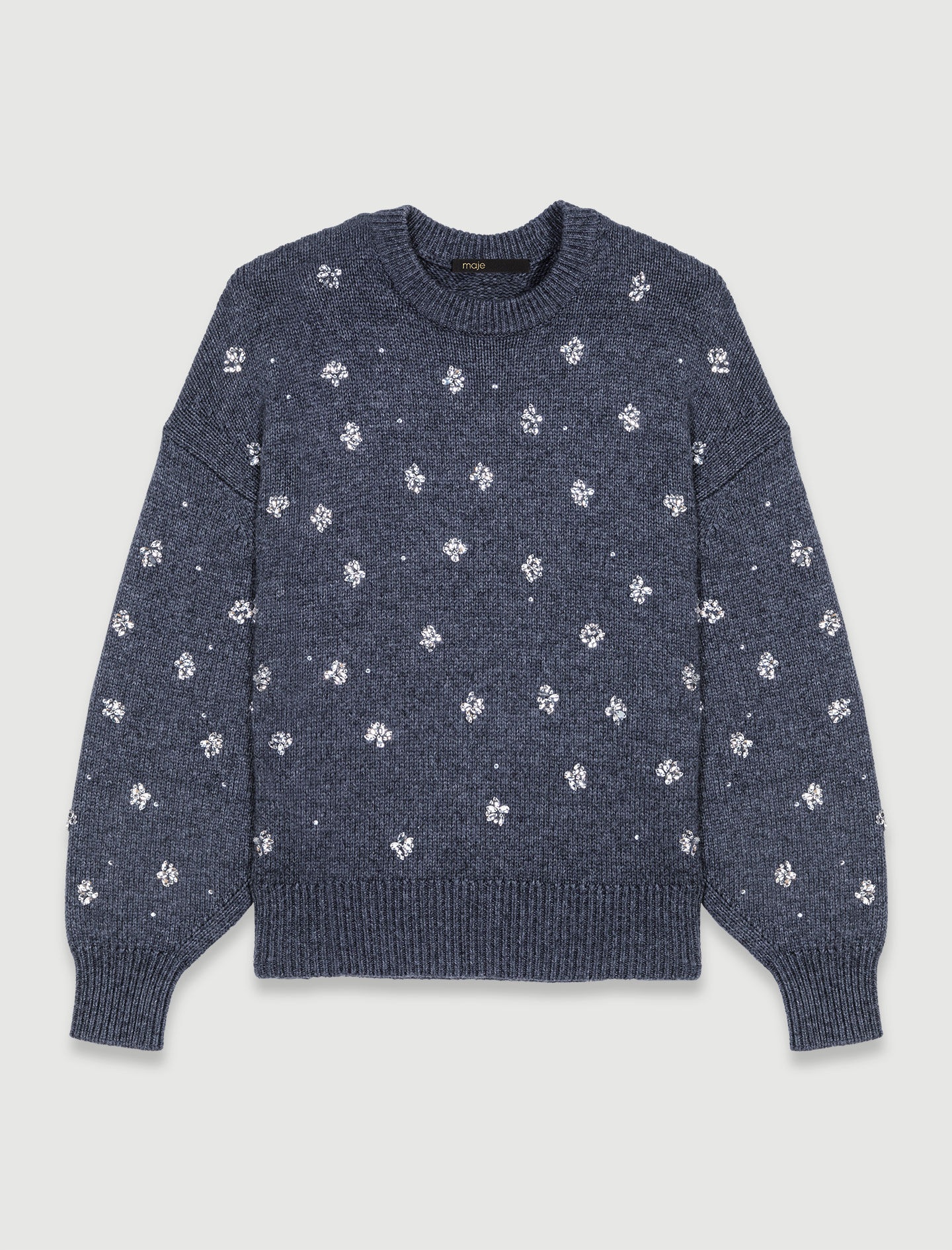Knitted jumper with rhinestones - 1