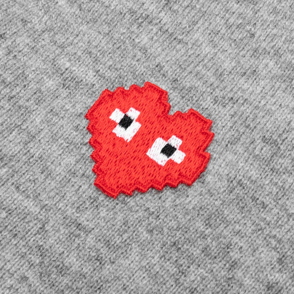 COMME DES GARCONS PLAY X THE ARTIST INVADER CARDIGAN - TOP GREY - 3