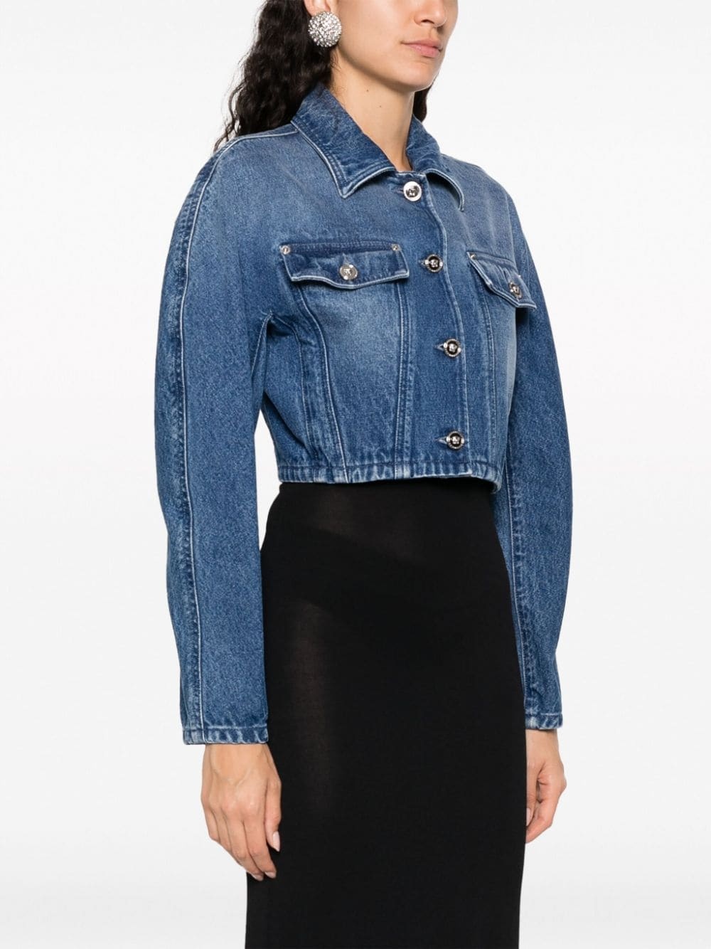 cropped denim jacket - 3