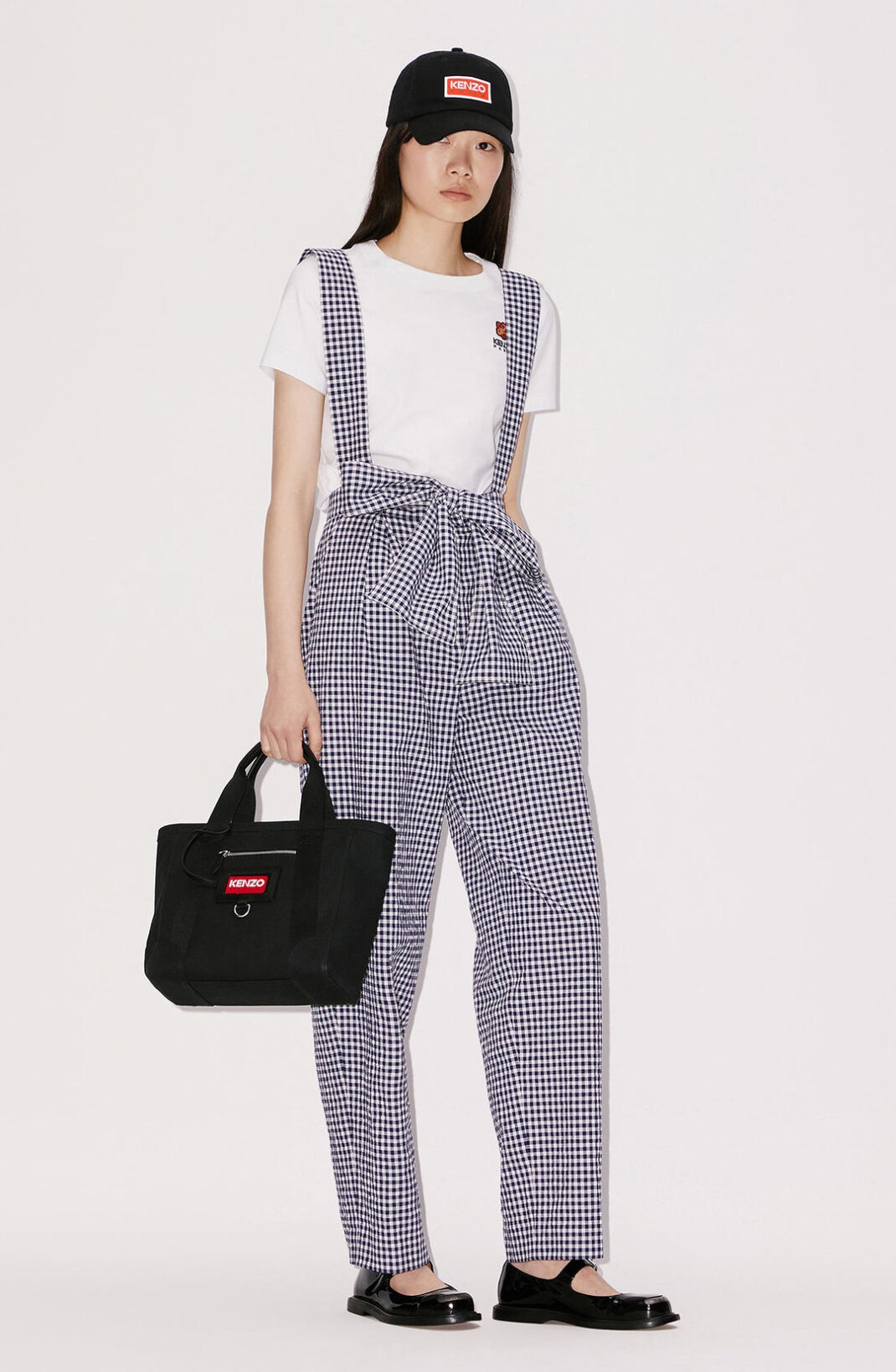 Gingham tie-waist trousers - 3