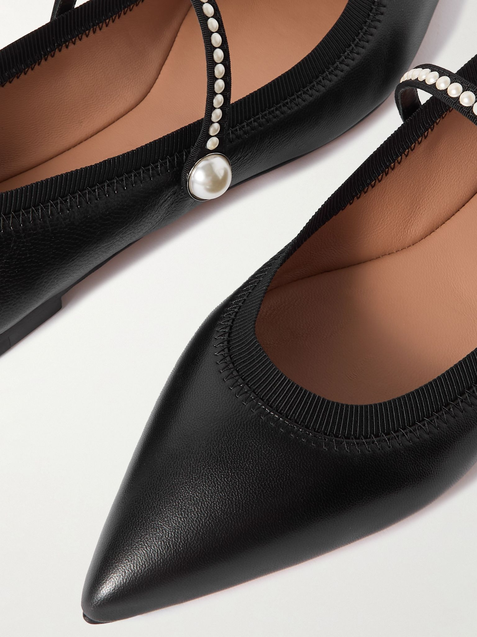 Romy embellished leather flats Black - 4