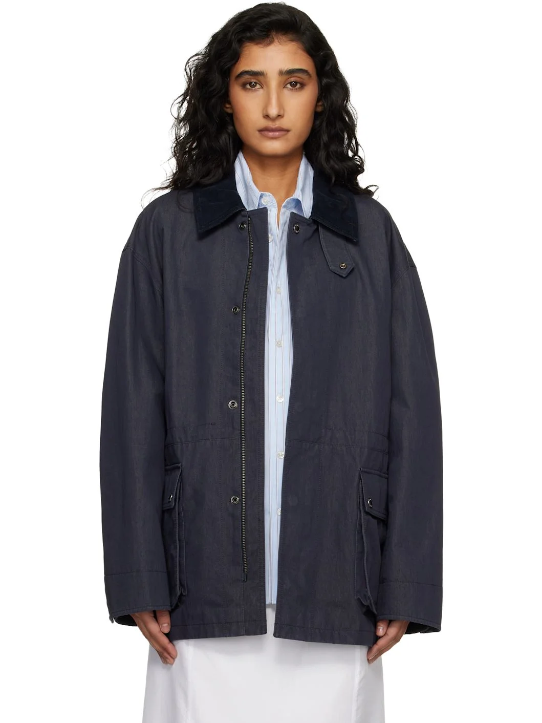 Navy Cotton Chore Jacket - 1