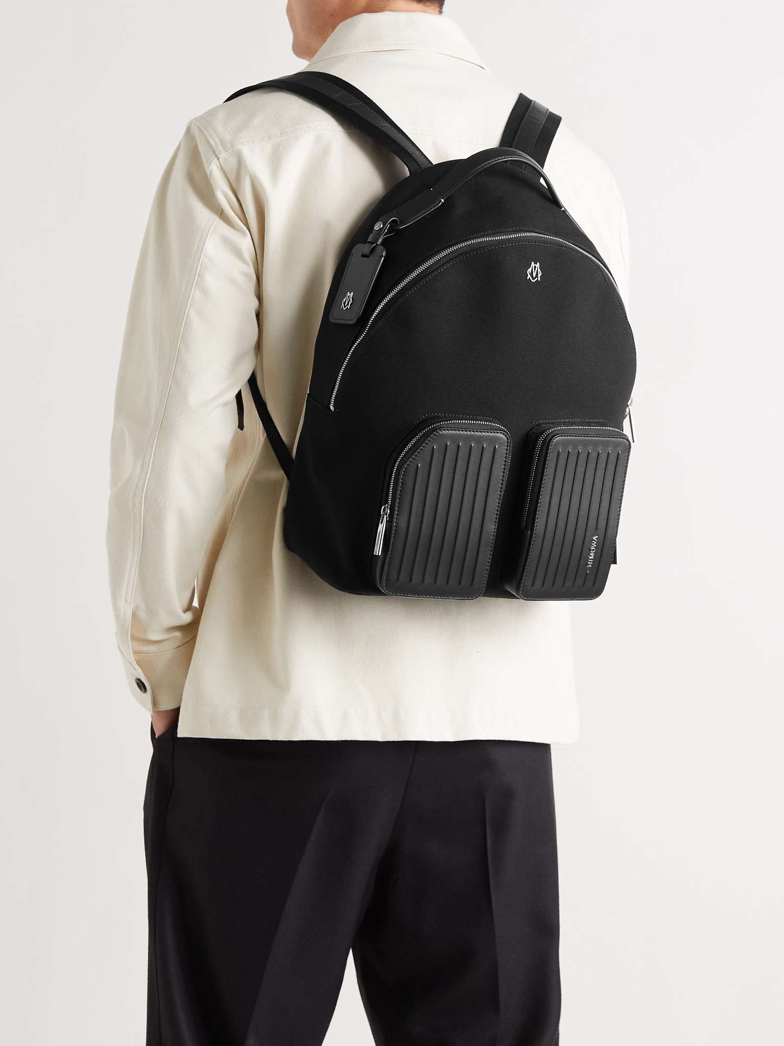 Leather-Trimmed Canvas Backpack - 2