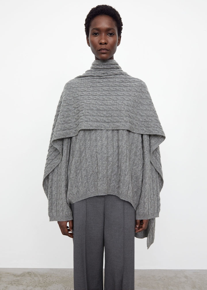 Cable knit cashmere scarf grey mélange - 3