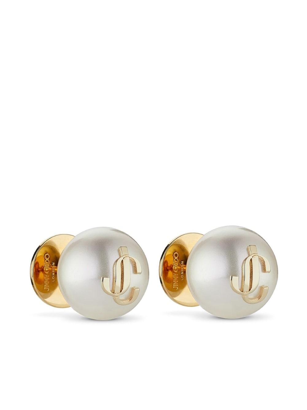 debossed-logo pearl earrings - 3