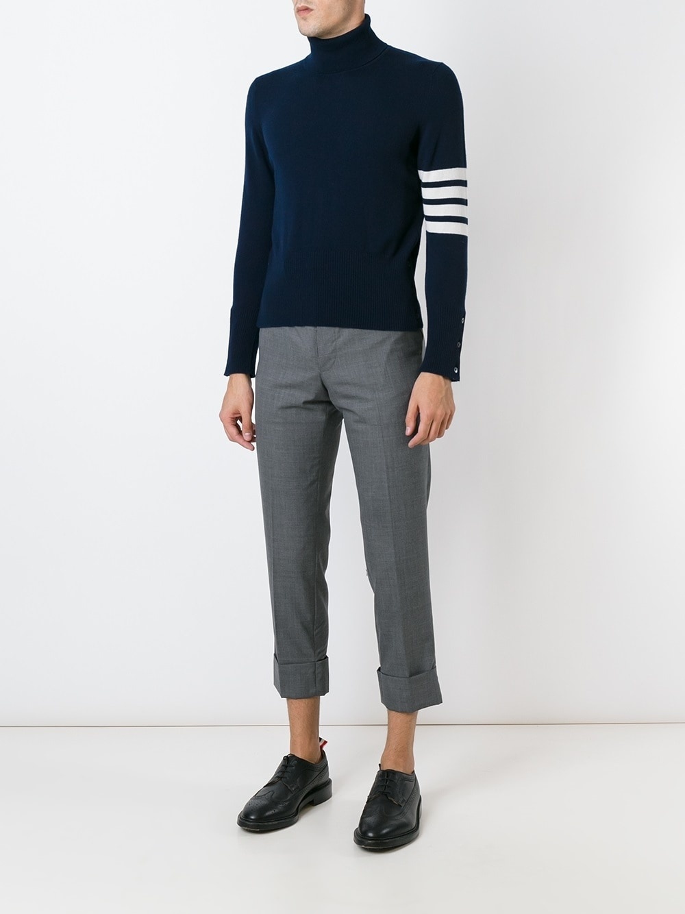 contrast stripe roll neck jumper - 2