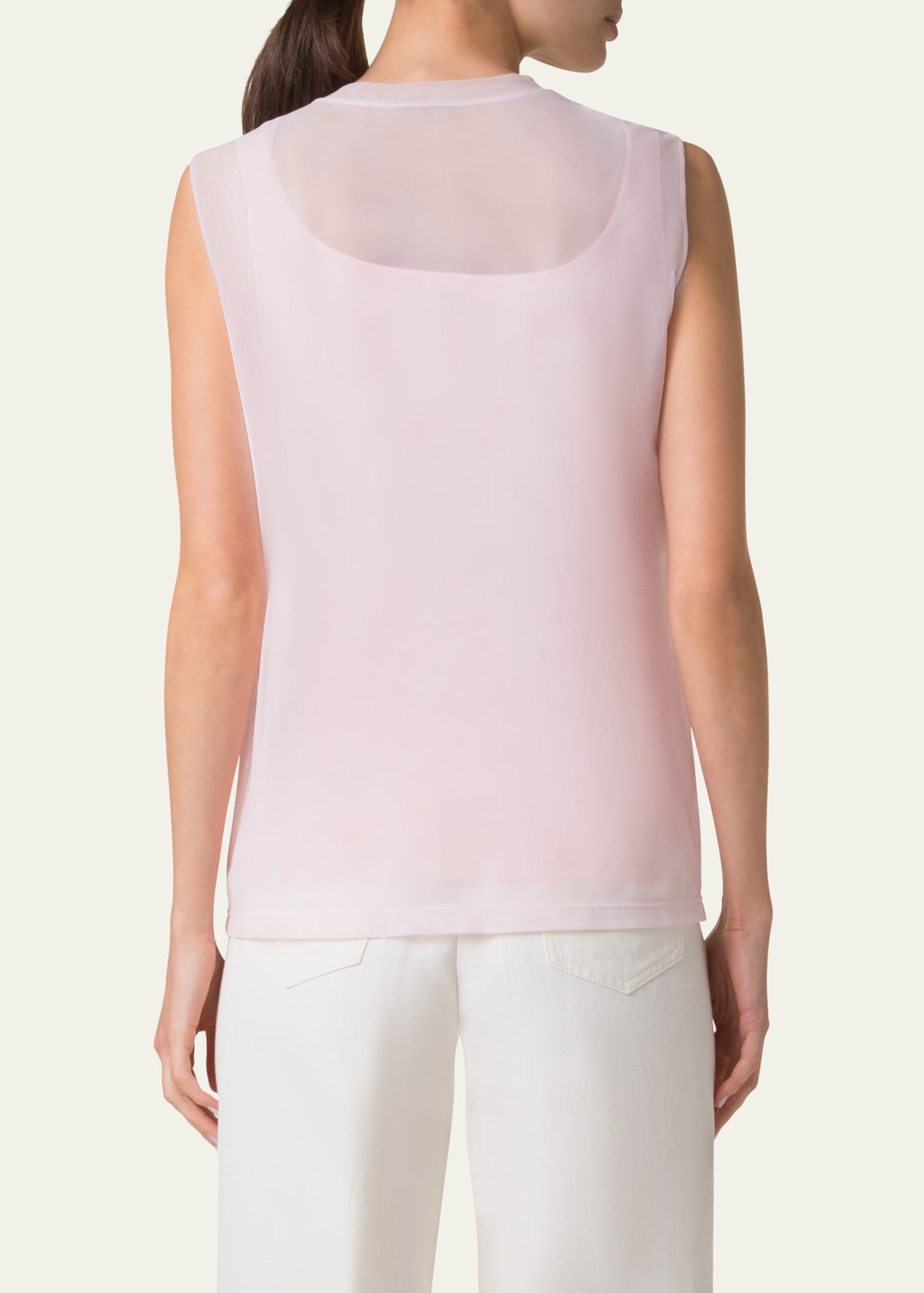Sleeveless Double Layer Techno Tulle Top - 3