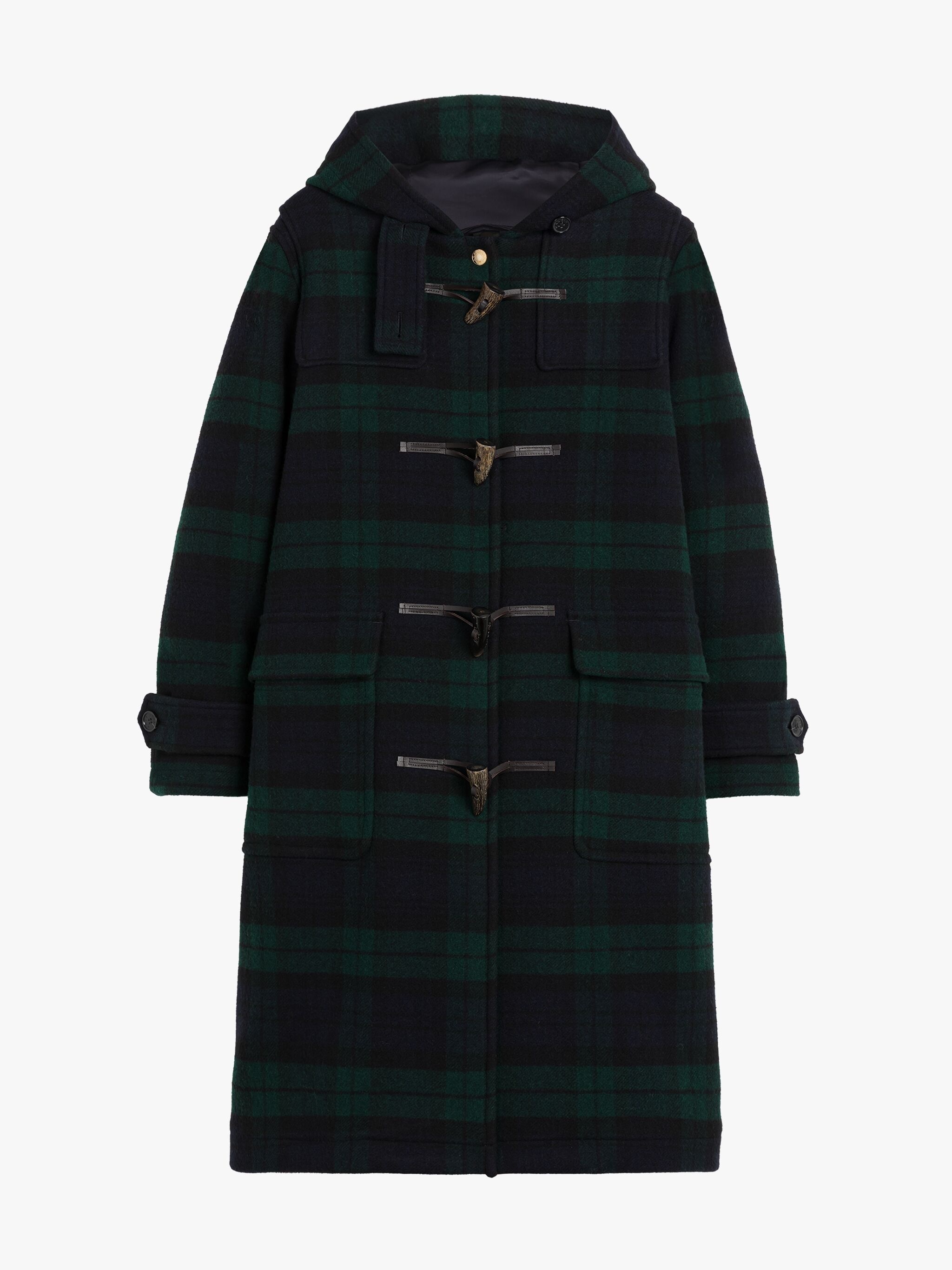 INVERALLAN BLACK WATCH WOOL DUFFLE COAT - 1