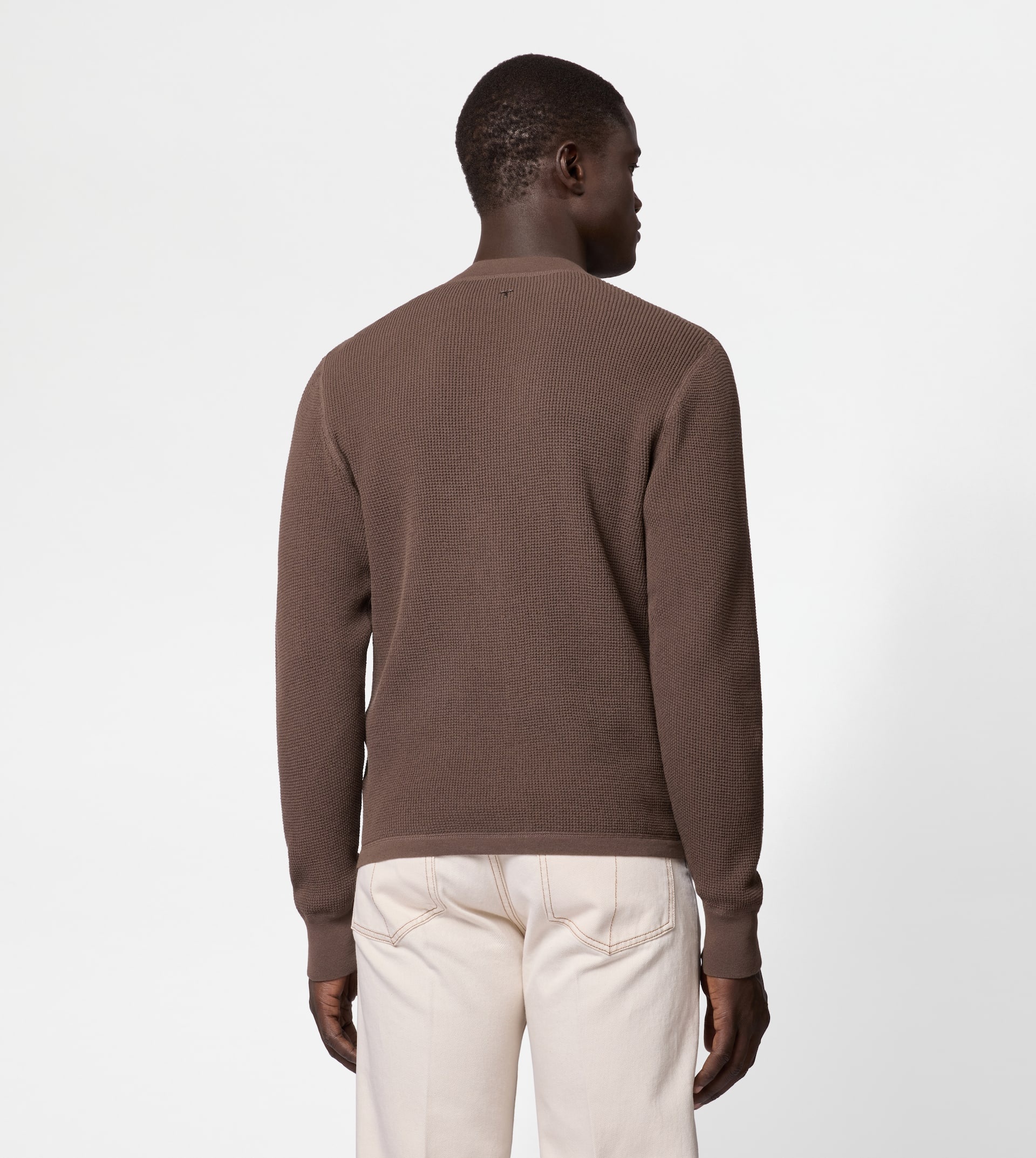 CARDIGAN IN COTTON KNIT - BROWN - 4