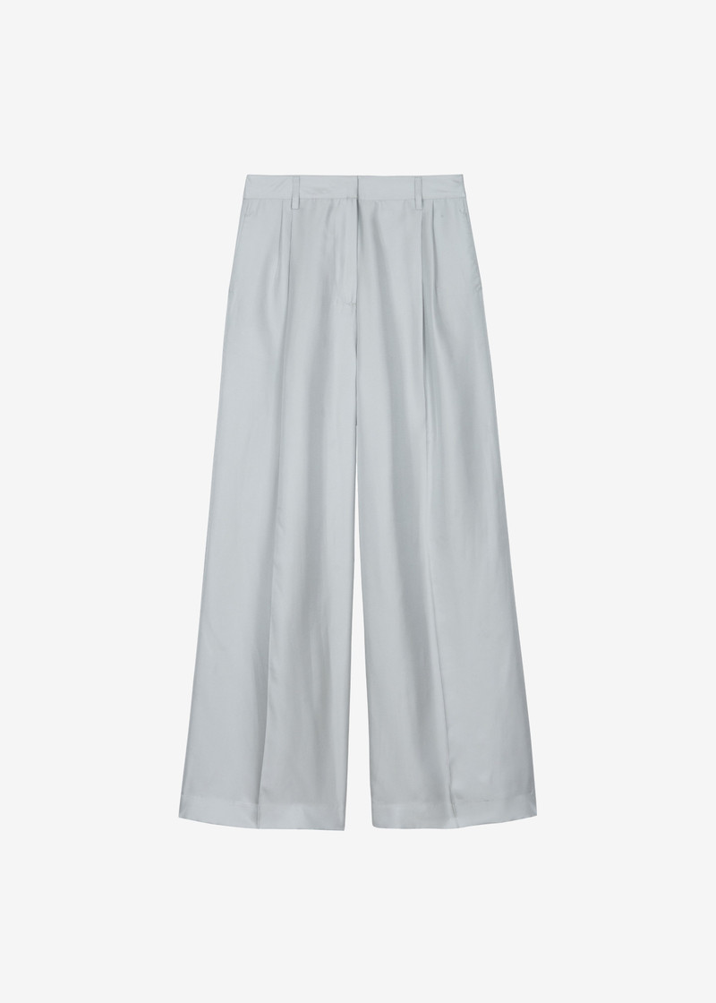 Marfa Pleated Silk Trousers - Grey 1