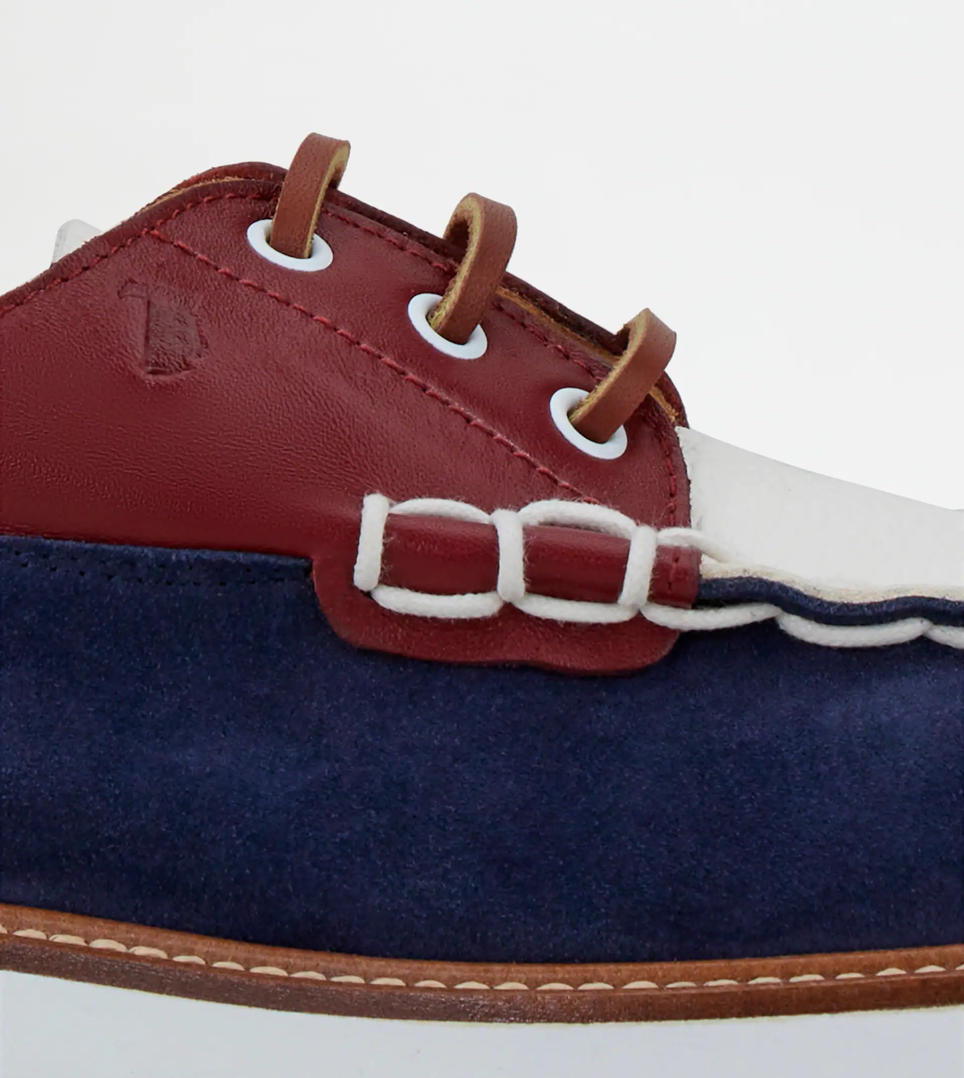 LACE-UPS IN LEATHER - BLUE, WHITE, RED - 7