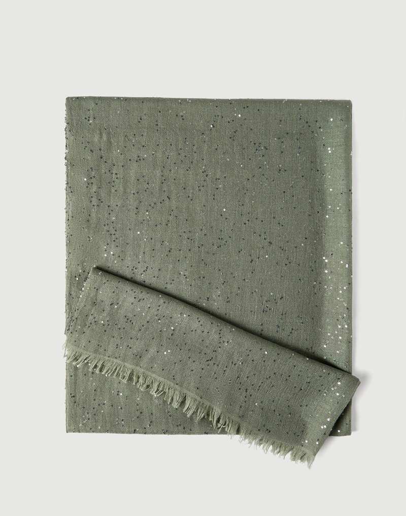 Brunello Cucinelli Lightweight cashmere and silk Diamond yarn knit scarf outlook