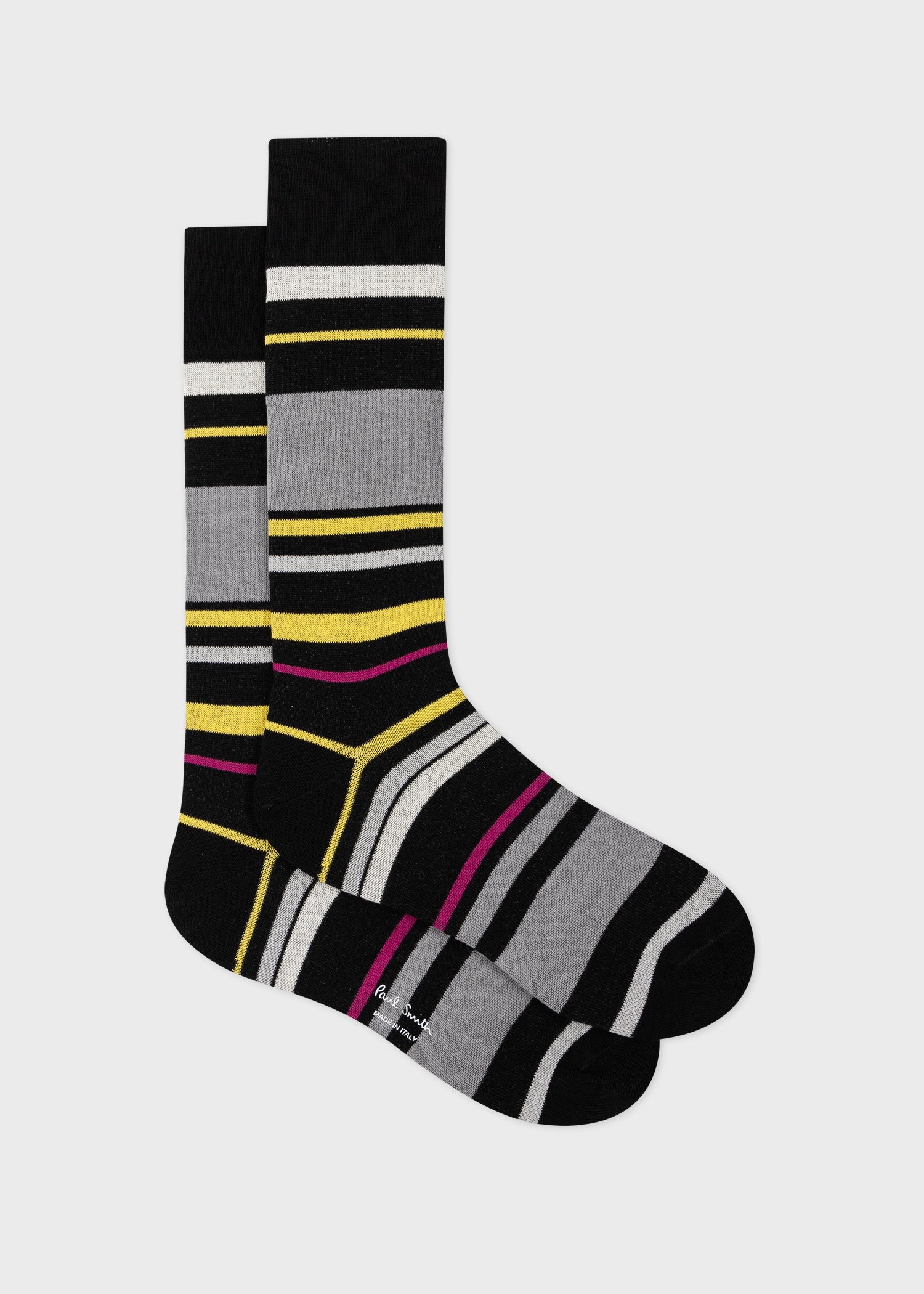 Grey And Black Varied Stripe Socks - 1