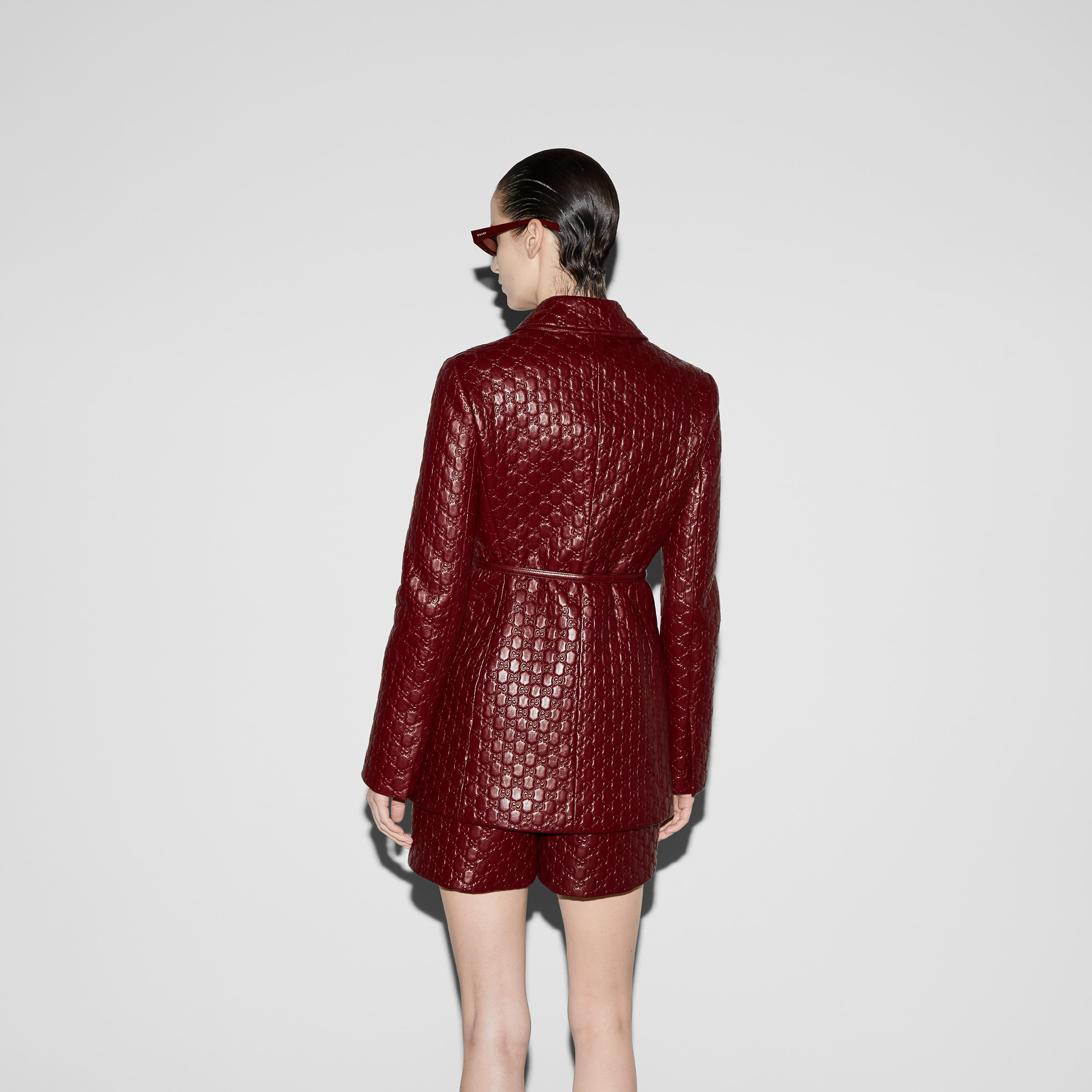 GG embossed leather jacket - 4