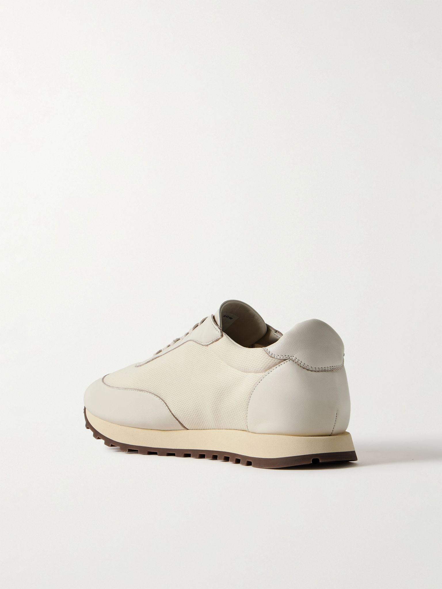 Owen Leather-Trimmed Mesh Sneakers Off-white - 4