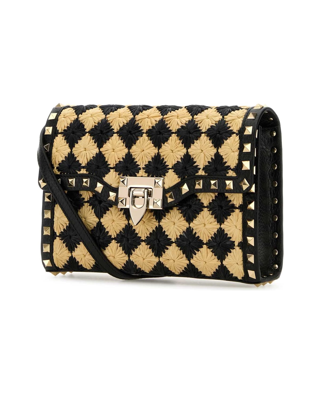 Two-tone Raffia Rockstud Crossbody Bag - 2