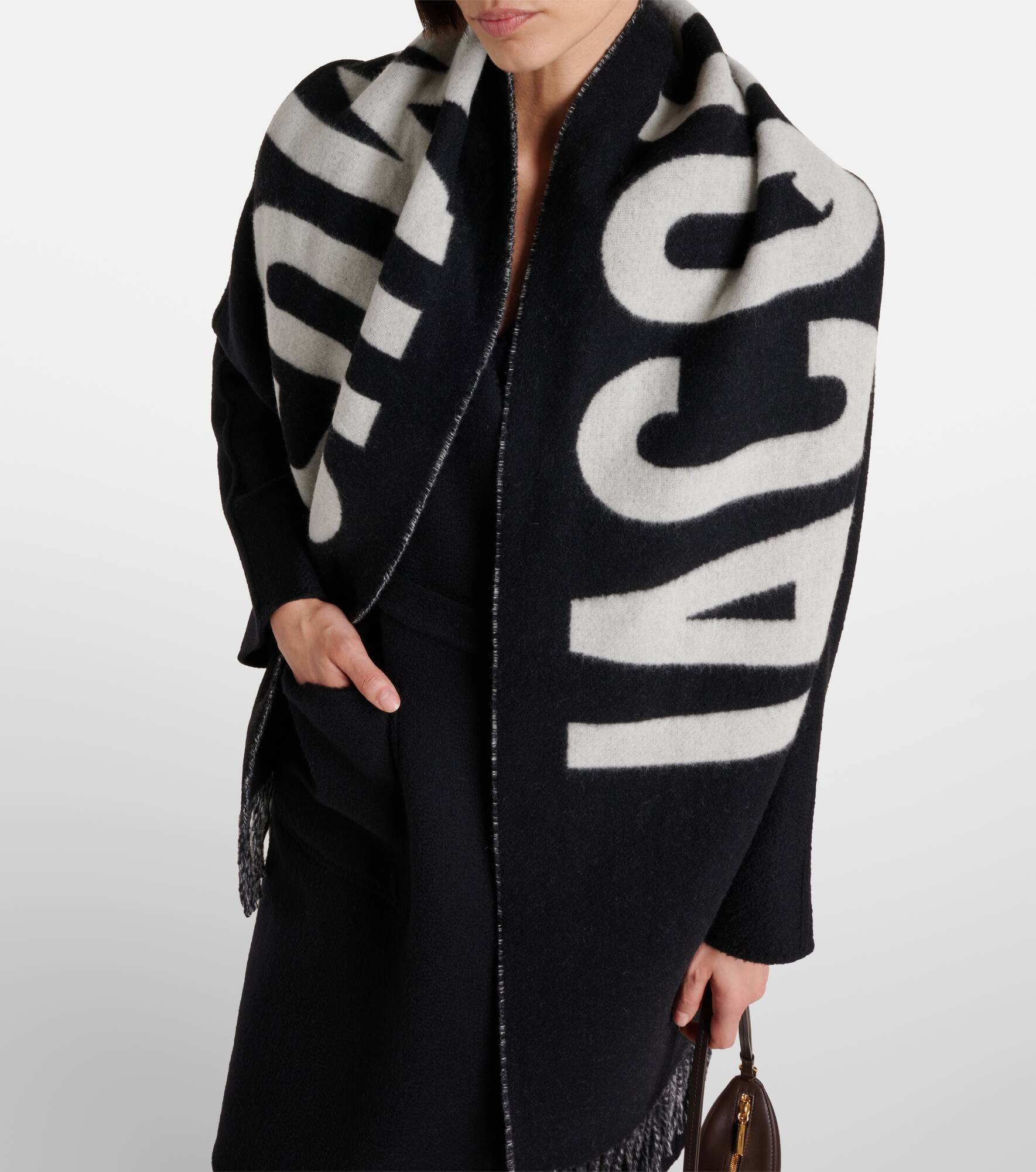 Jacquard logo virgin wool scarf - 2