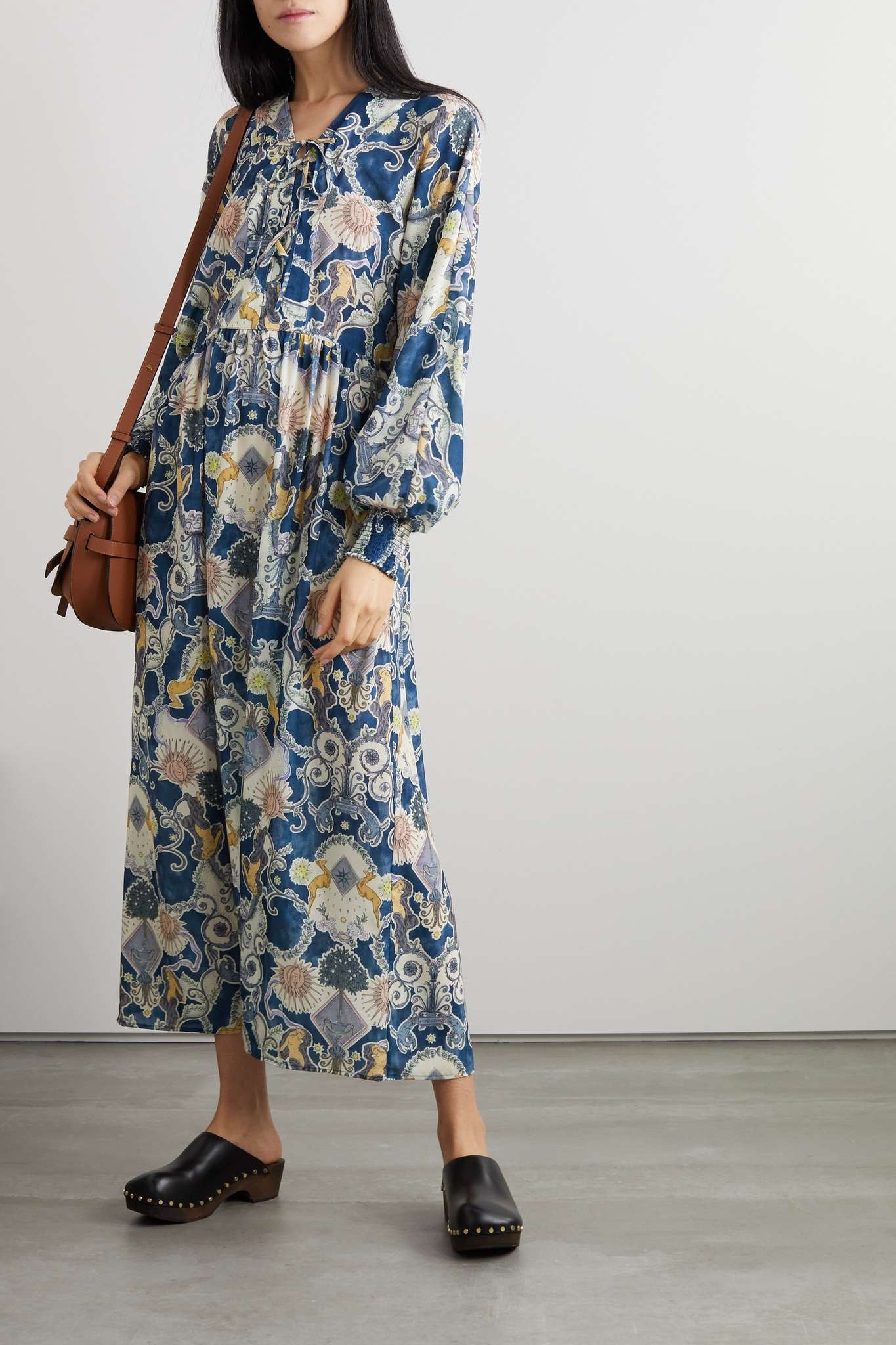 The Lovers lace-up printed crepe maxi dress - 2