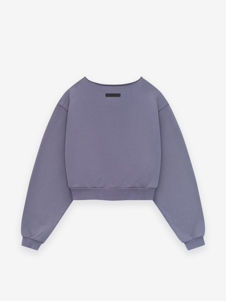 Womens Heavy Fleece Raw Cropped Crewneck - 2