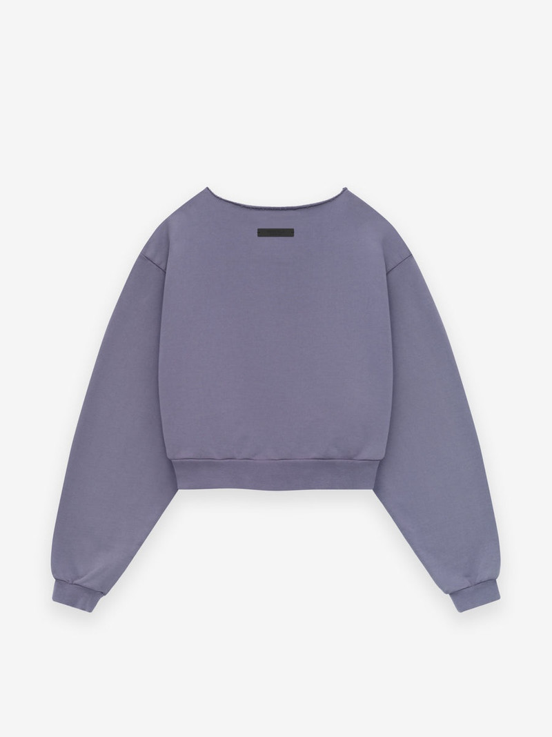 ESSENTIALS Womens Heavy Fleece Raw Cropped Crewneck outlook