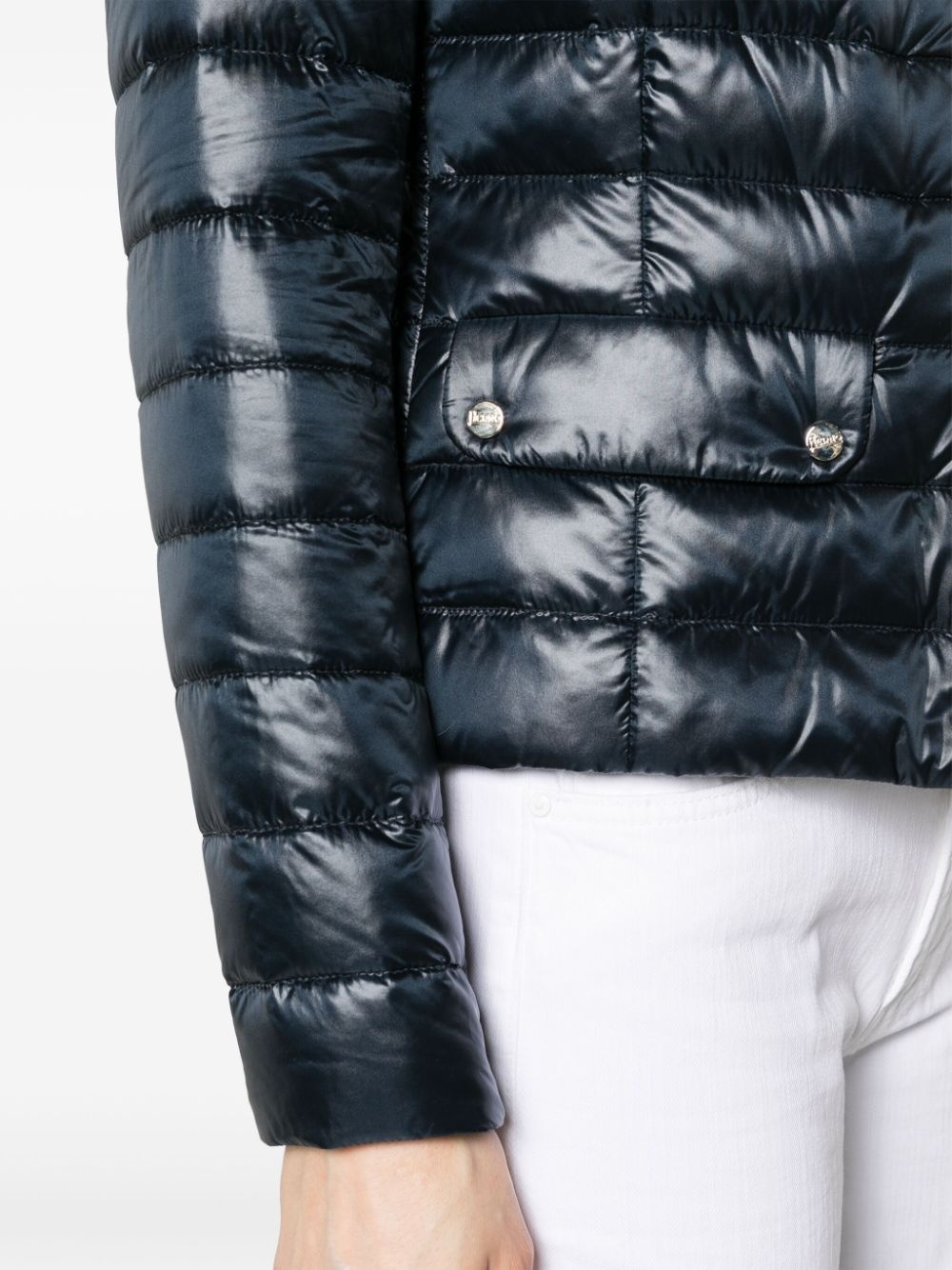 round-neck quilted puffer jacket - 5