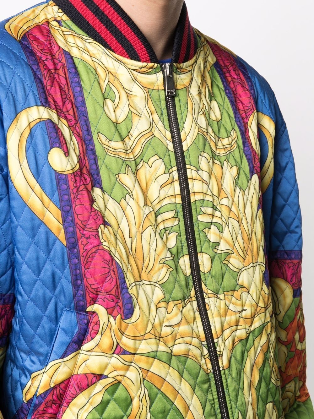 baroque-print quilted bomber jacket - 5