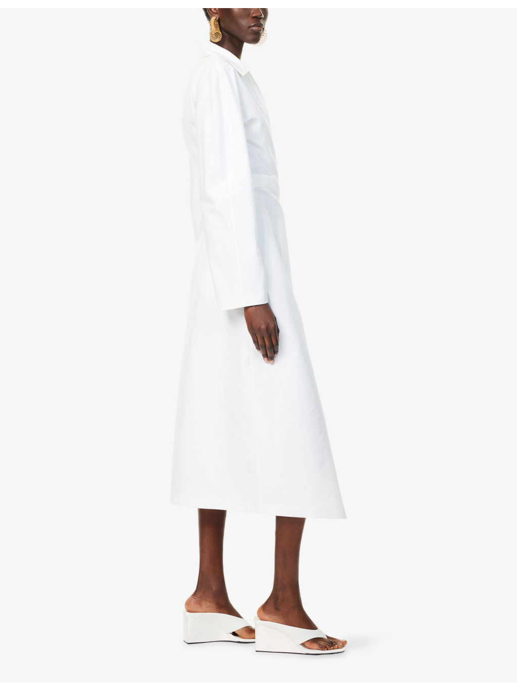 Wrap Spiral-Waistband Cotton-Poplin Maxi Dress - 3