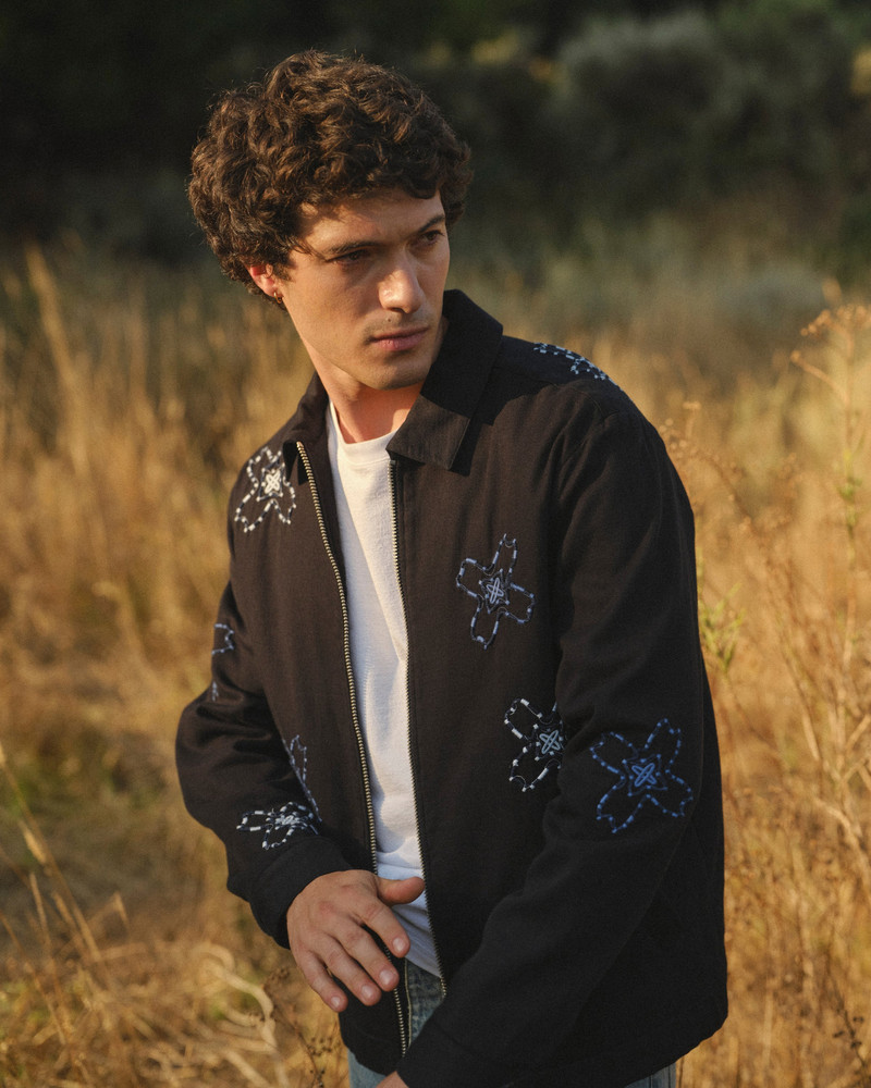 Eldon - Black Floral Embroidered Cotton Twill Jacket 3