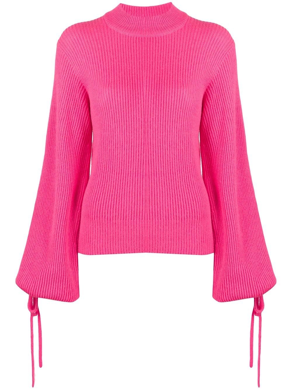 tie-sleeves mock neck jumper - 1