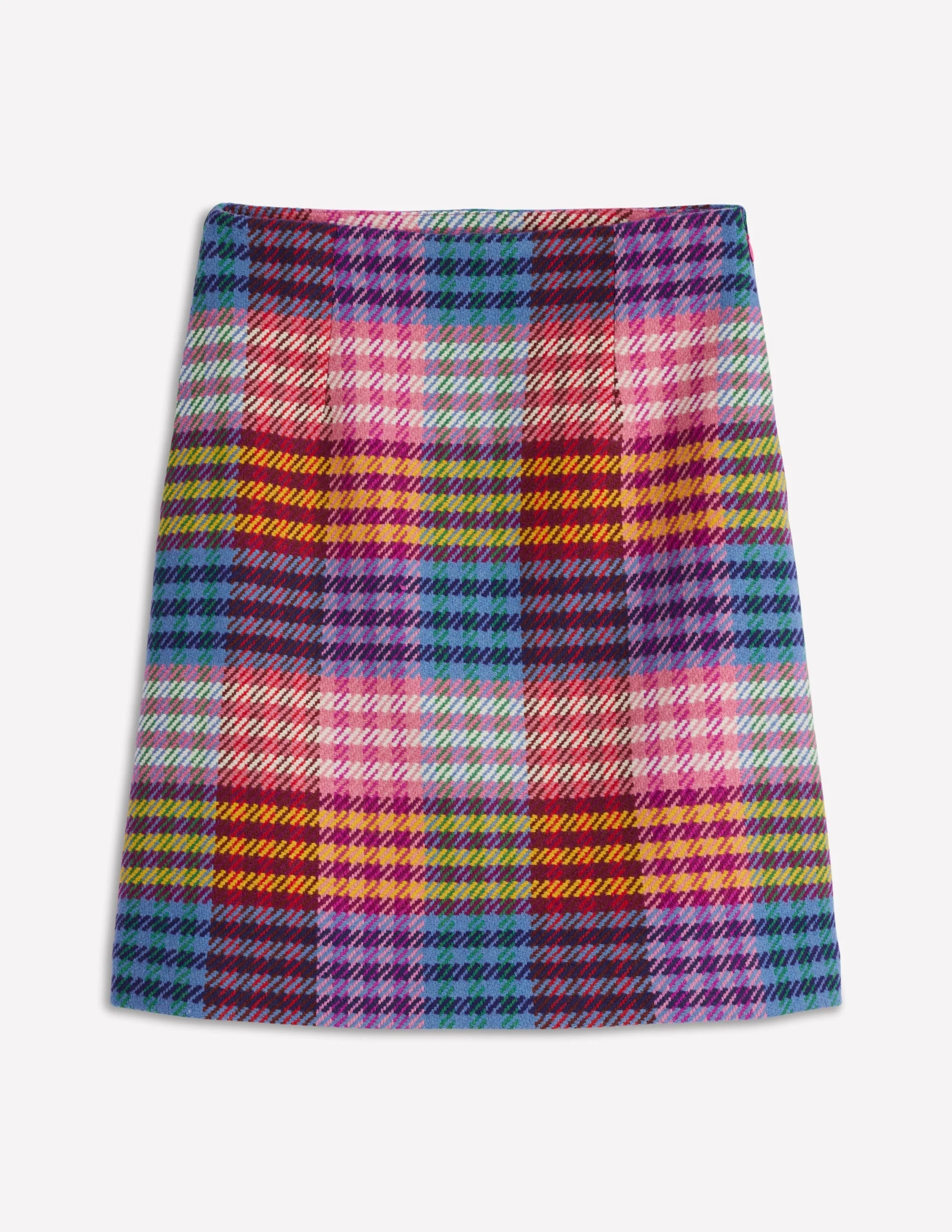 Wool A Line Skirt-Rainbow Blanket MultiGingham - 1