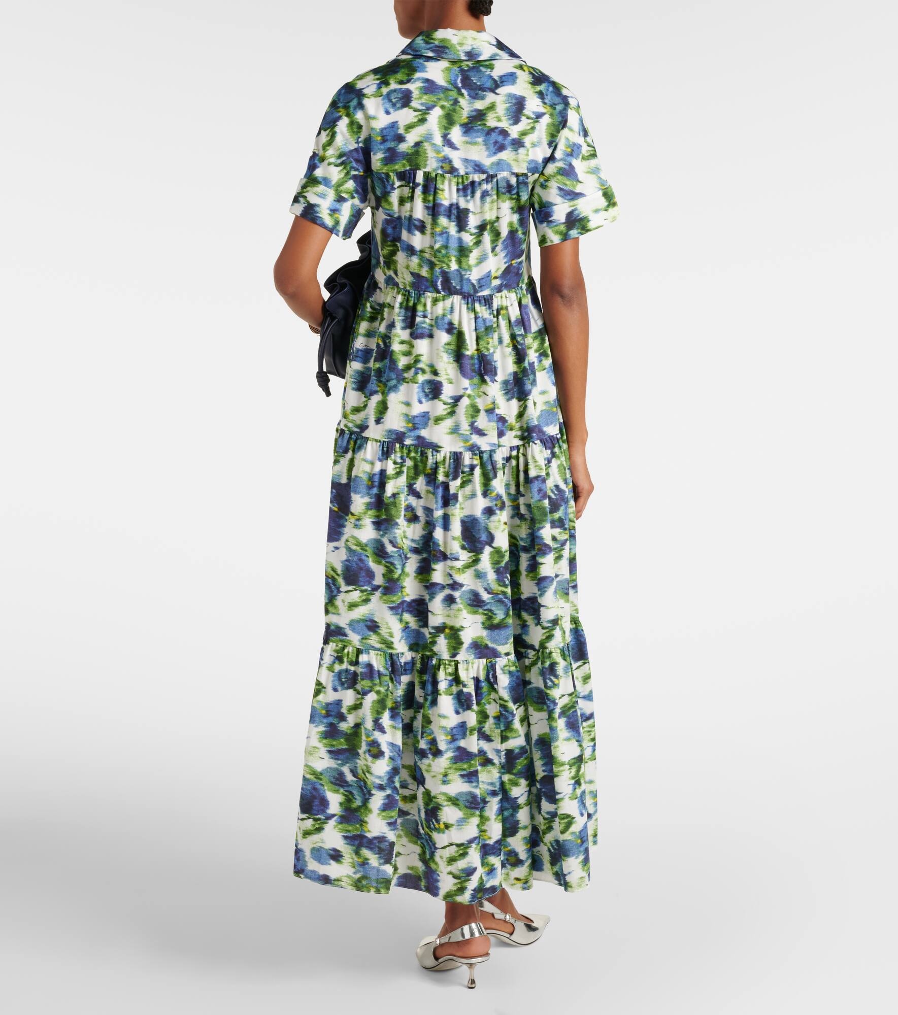 Floral tiered cotton poplin midi dress - 3