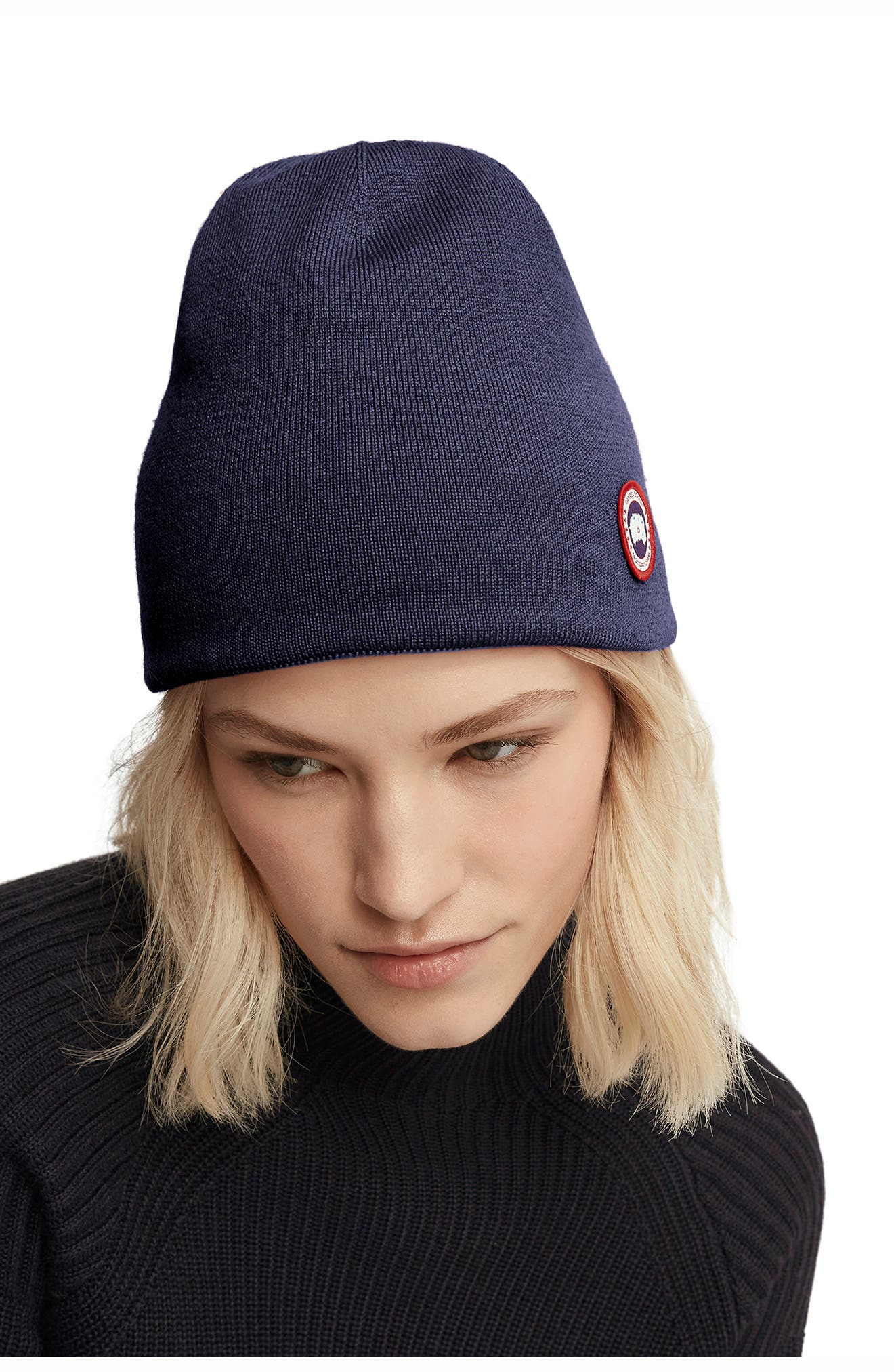 Canada Goose Standard Wool Blend Beanie in Navy Heather at Nordstrom - 2