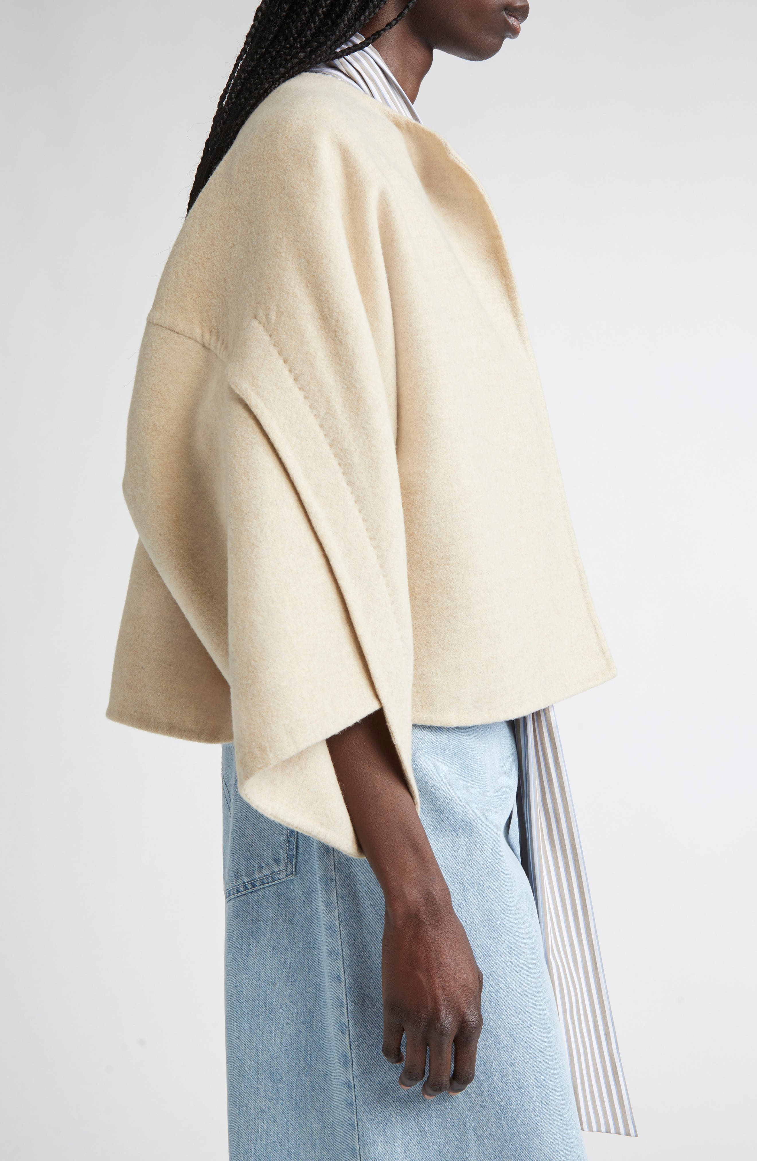 Max Mara Ovada Virgin Wool & Cashmere Jacket in Sand at Nordstrom - 4